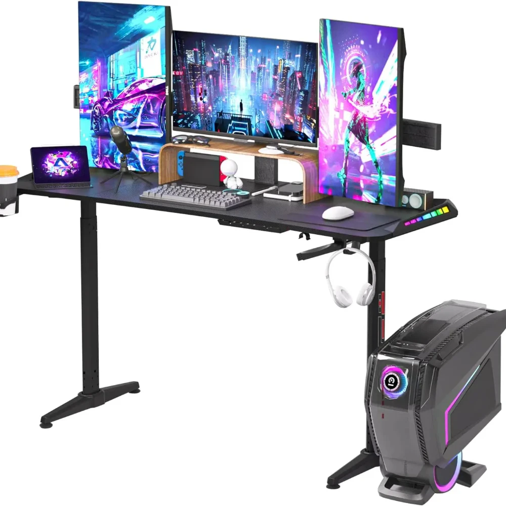 Прямая поставка с завода оптовая продажа дешевые пользовательские игровые столы для ПК черный длинный Настольный игровой стол со светодиодной подсветкой