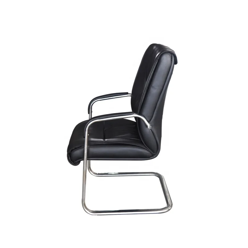 Fixed Metal Frame Executive Visitor Chair Mid-back Leather Meeting Office Chair