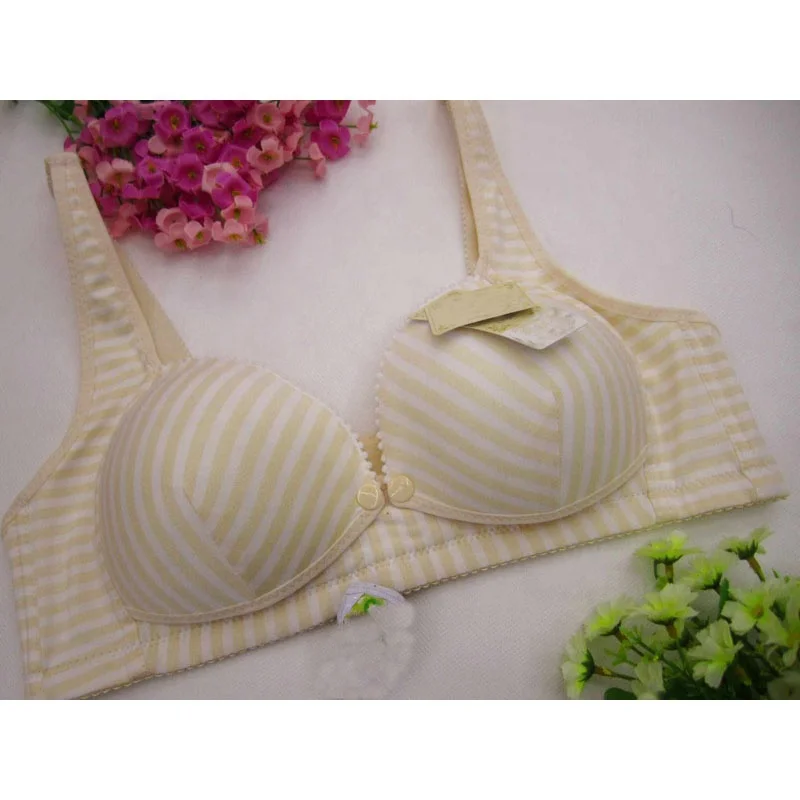 
New cotton striped breastfeeding bra color cotton pregnant women no steel ring underwear mother breastfeeding bra 