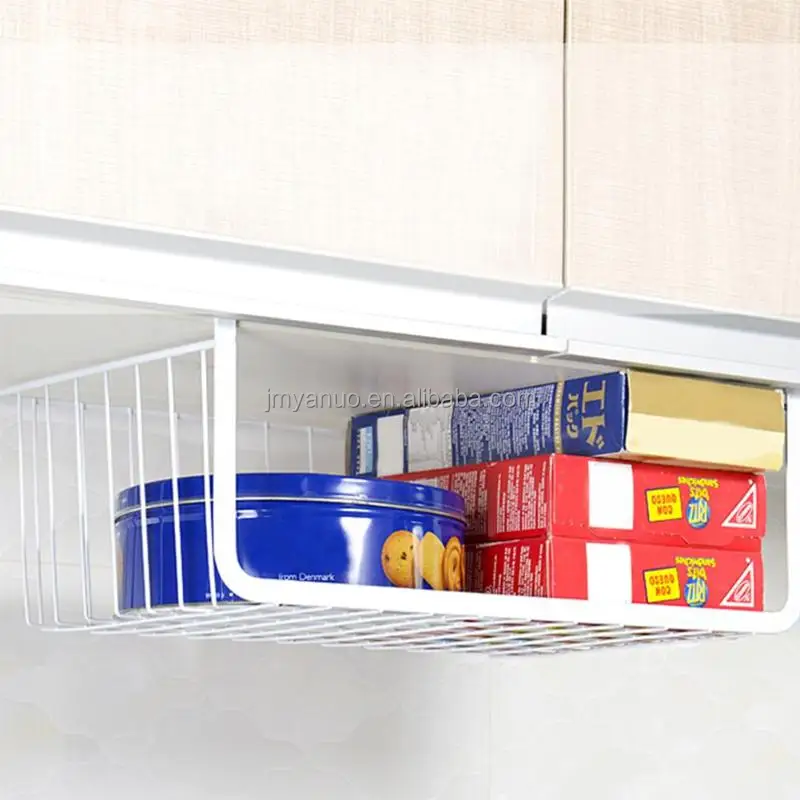 Iron Wire Kids Toys Hanging Under Shelf Storage Basket Metal Mesh Wire Shelf Hanging Document Organizer Office Storage Rack