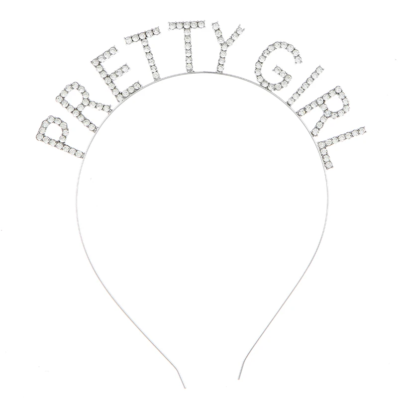 Wholesale Crystal Pretty Girl  Crown Luxury Letters Diamond Tiara  headgear Party Girl Headdress