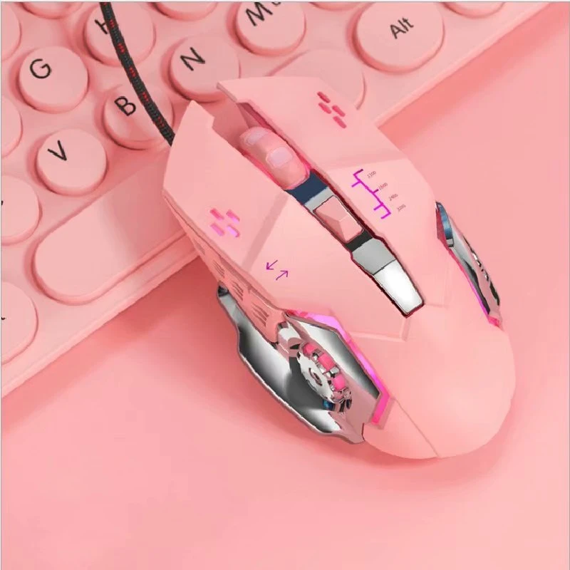 Girls Electronic Game Computer Keyboard Mouse In Pink Blutooth Mat Notebook Gamer Keyboard Musical Instruments Professional