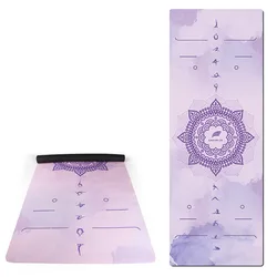 Высококачественные роскошные коврики для йоги из микрофибры и замши, резиновый коврик с узором, трафаретная печать