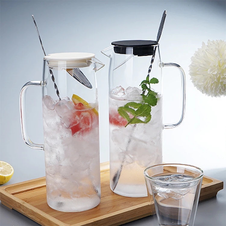 1.5l Glasses Cold Water Bottle Kitchen Kettle Jars Heat Resistant Glass Water Pitcher Coffee Tea Pot Transparent Decanter Jug