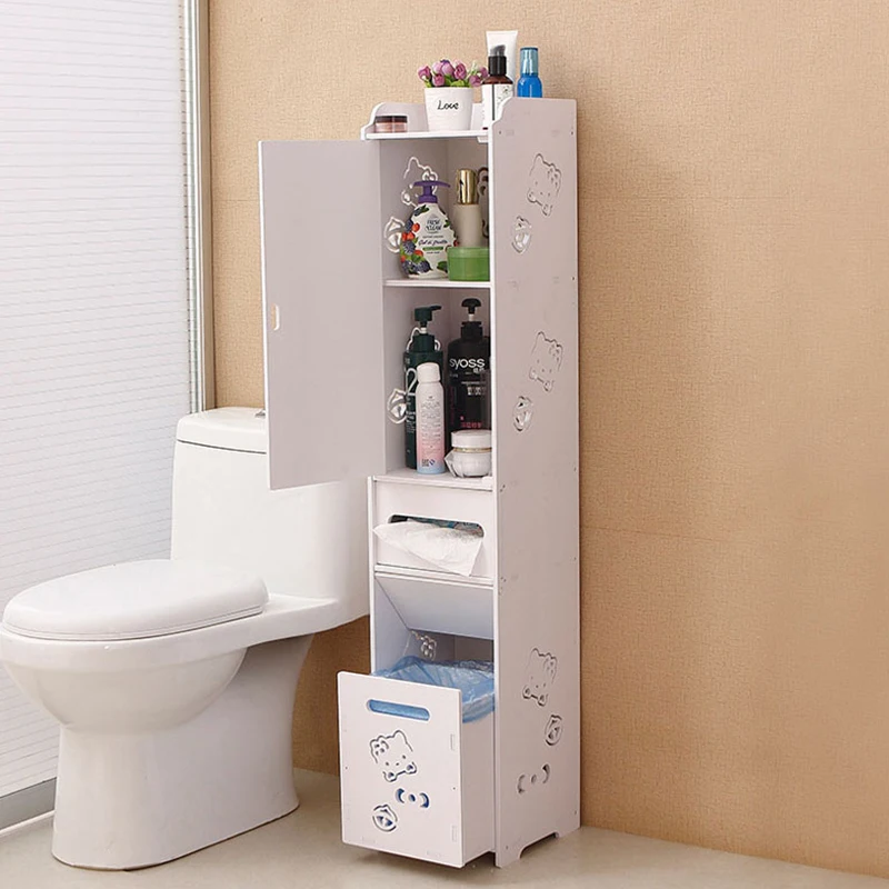 Водонепроницаемый стеллаж для хранения, узкий напольный шкаф для хранения в ванной комнате