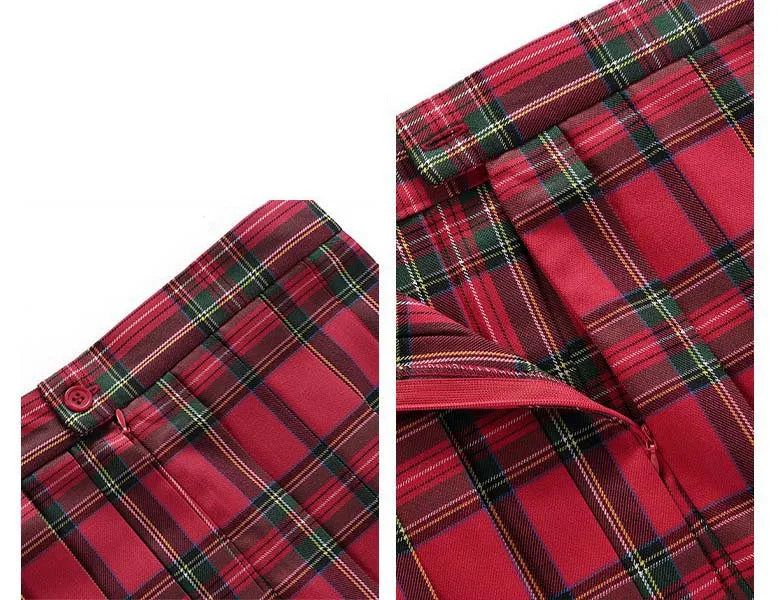 School uniform skirt for kid girls pleated plaid uniform skirt teen toddlers bottom zipper up with bow tie