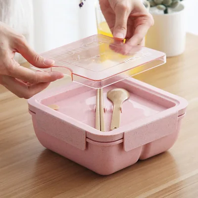 Microwavable Bento Boxs  Wheat Straw Lunch Box for Kids Portable Lunch Box Tiffin