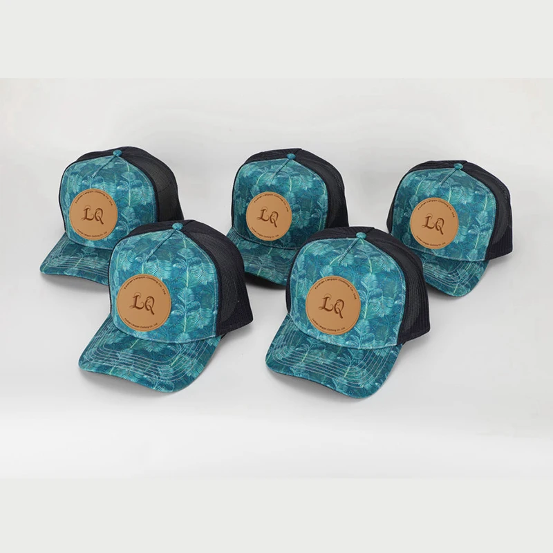 Most Popular in 2023 Australia Country High Profile Striped Trucker Hat 5 Panel custom Leather Patch sport caps