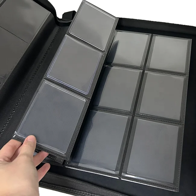 Verified Supplier Custom Premium 9 Pockets Card Album Top Loader Binder PU Leather Zipper Binder Toploader Binders