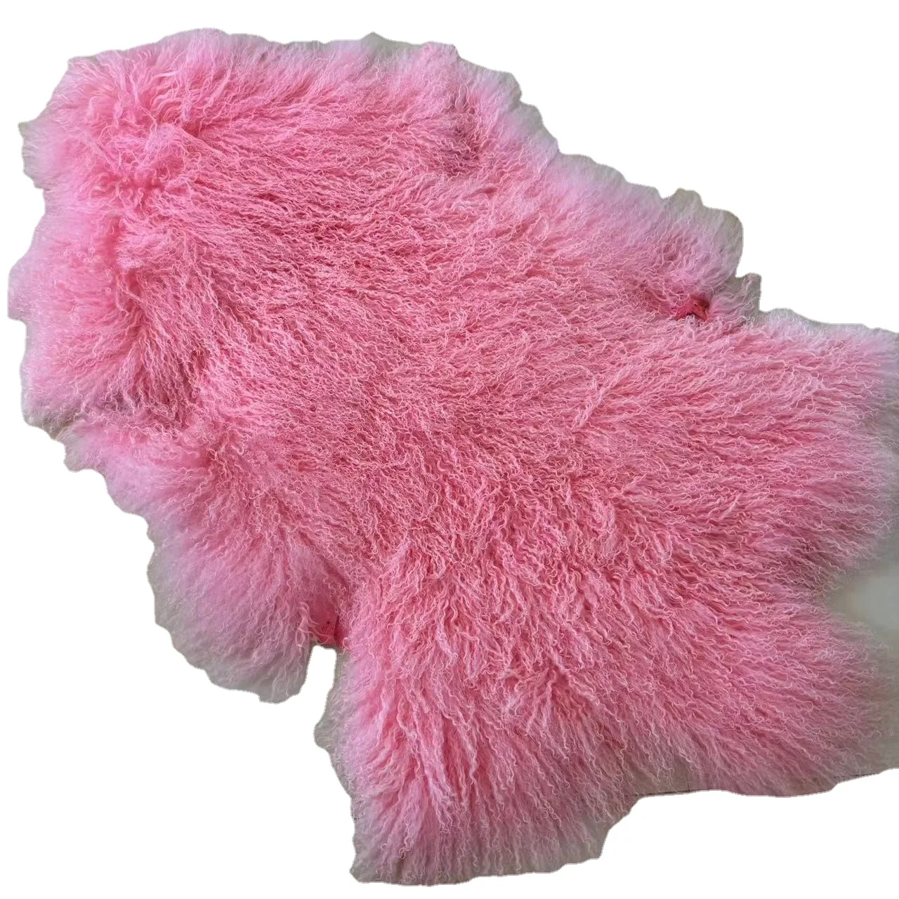 Genuine Mongolian Sheepskin long Curly Wool tibetan lamb fur Throwing Blanket