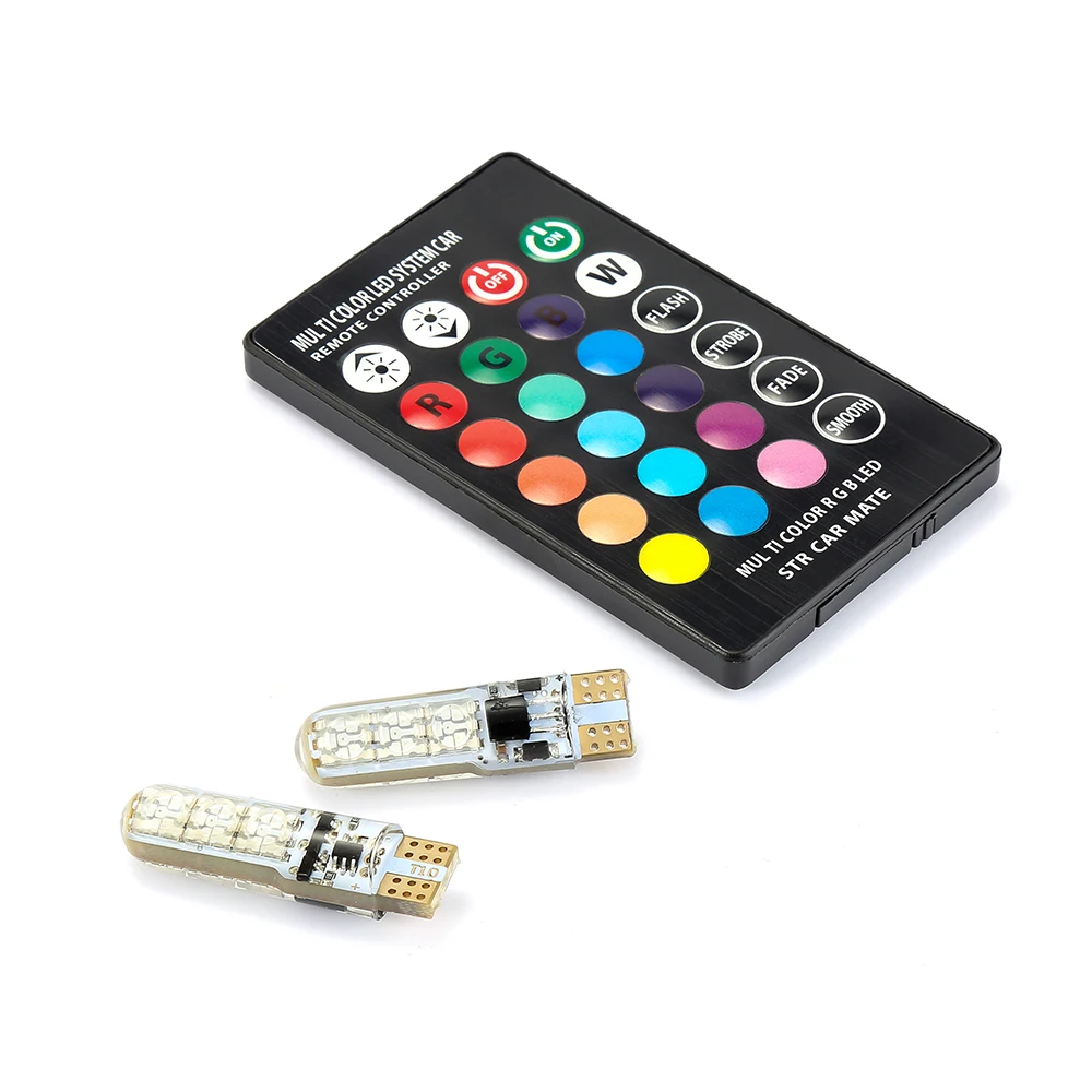 Raych T10 RGB Светодиодная лампа для интерьера с дистанционным управлением стробоскоп 5050 для чтения клиновидных огней 194 168 2825 стробоскоп 16 видов цветов