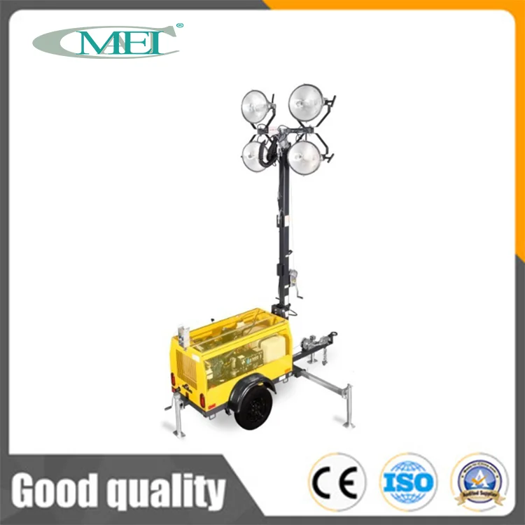 5m Diesel Generator 4X1000W Mobile Light Towers Telescopic Mast Portable Outdoor Lighting Tower