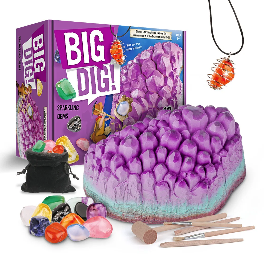 Funny Educational Toys Archaeological Large Amethyst Gem Crystal stones Dig Toy for Children