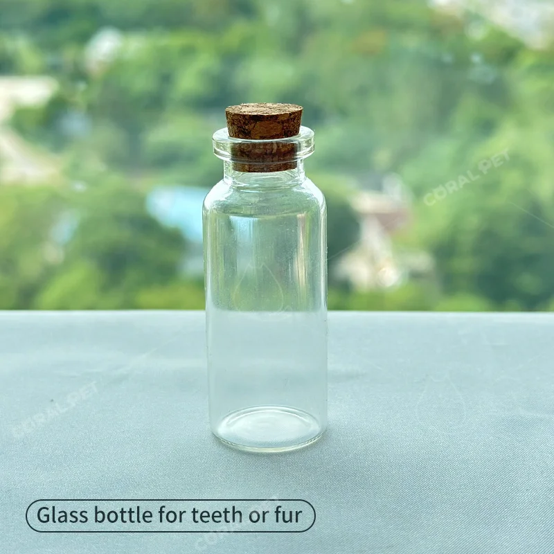 dog cat hair fur teeth keepsake container glass bottle for pet hair Pet fur glass bottle keepsake
