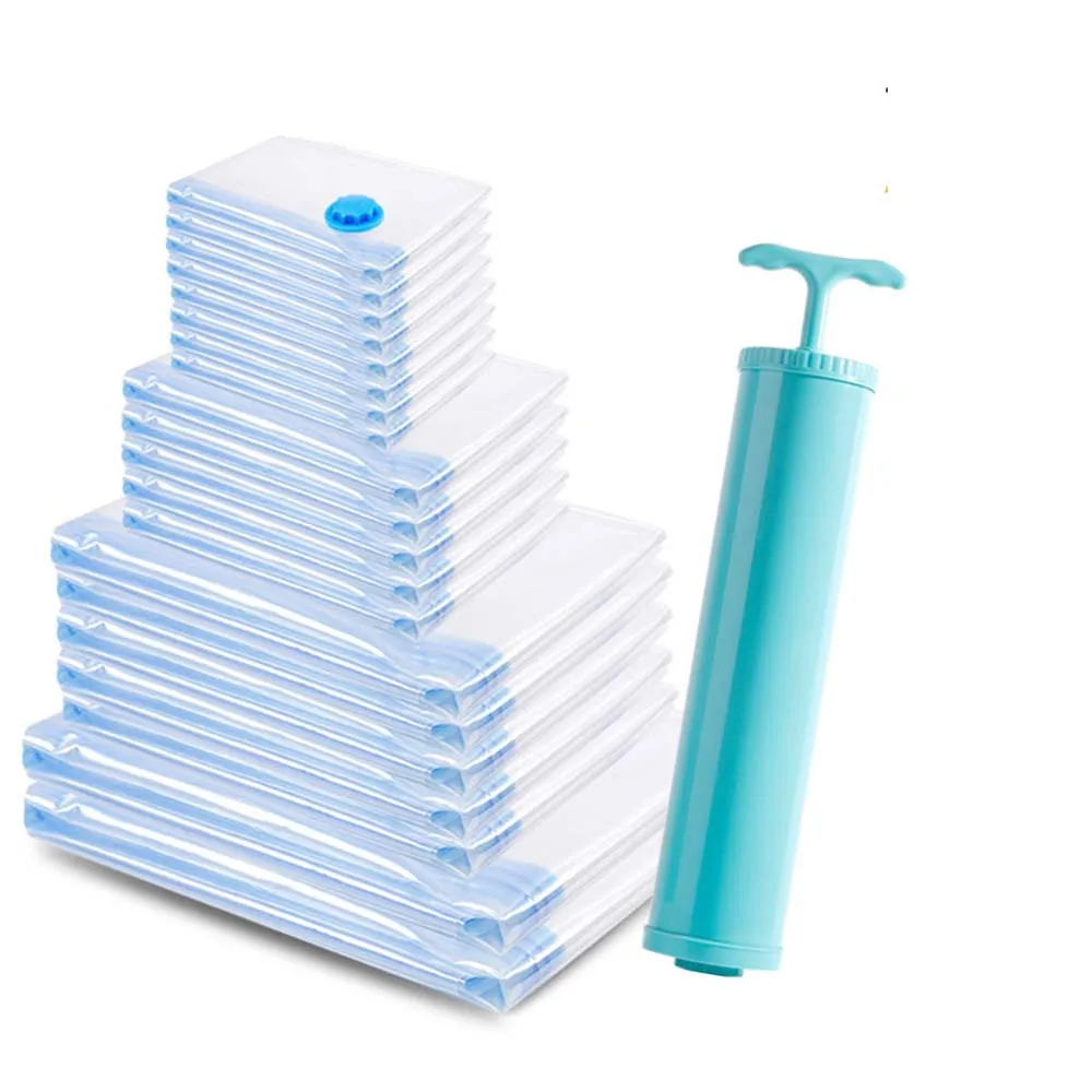 Space Saver Vacuum Storage large Bags Compression Foldable Dustproof Vacuum Sealer Transparent Vacuum with Hand Pump