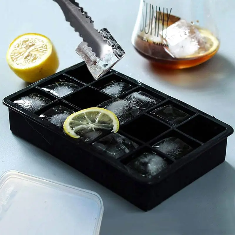 Silicone Ice Cube Tray 15 Cavity Square Ice Mold Freeze Mould Ice Cream Maker For Drinks Beverage