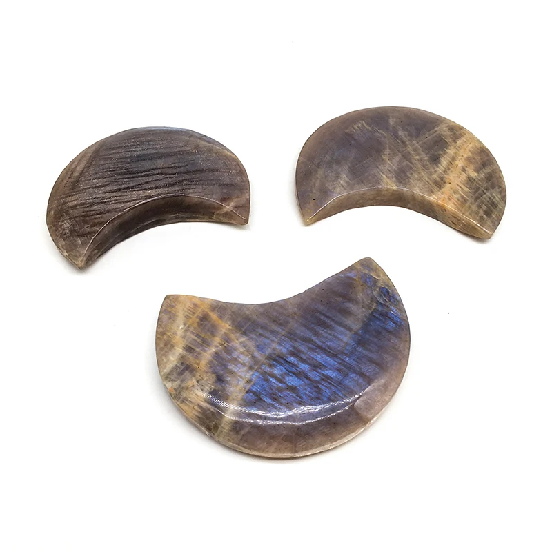 Wholesale Natural crystal Crafts Moon stone moons heading blue flash moons for home decoration and gifts