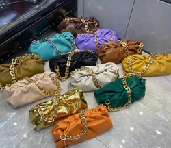 Custom OEM Best Selling Products Cloud Bags Cowhide Thick Chain Handbag Crossbody Bag Shoulder Weaves Bag Ladies