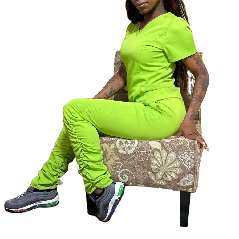 High Quality Short-sleeved Scrubs Uniforms Scrubs Vendors Nurse Scrubs With Jogger Stacked Pants Set