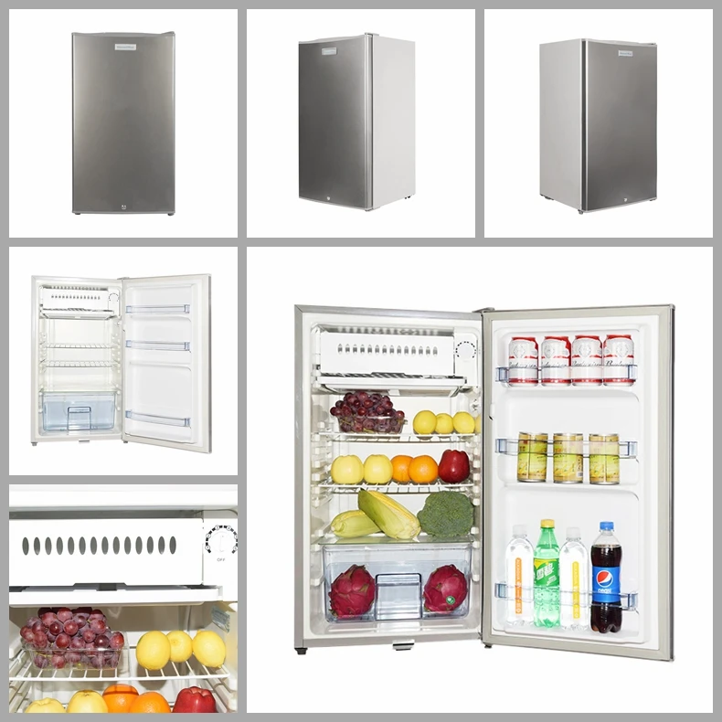 Stainless Mini Steel Single Door Fridge 220V 90L Home Refrigerator