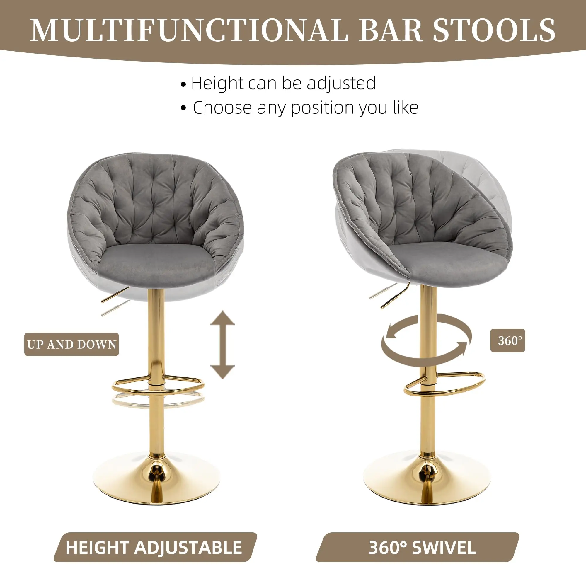 Wholesale Luxury Leather Swivel  Stool Bar Stool High Chairs With Arms