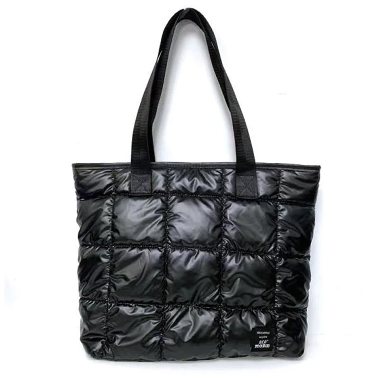 Factory wholesale custom shoulder bag sustainable lining recycled polyester rpet fabric Padded nylon tote bag