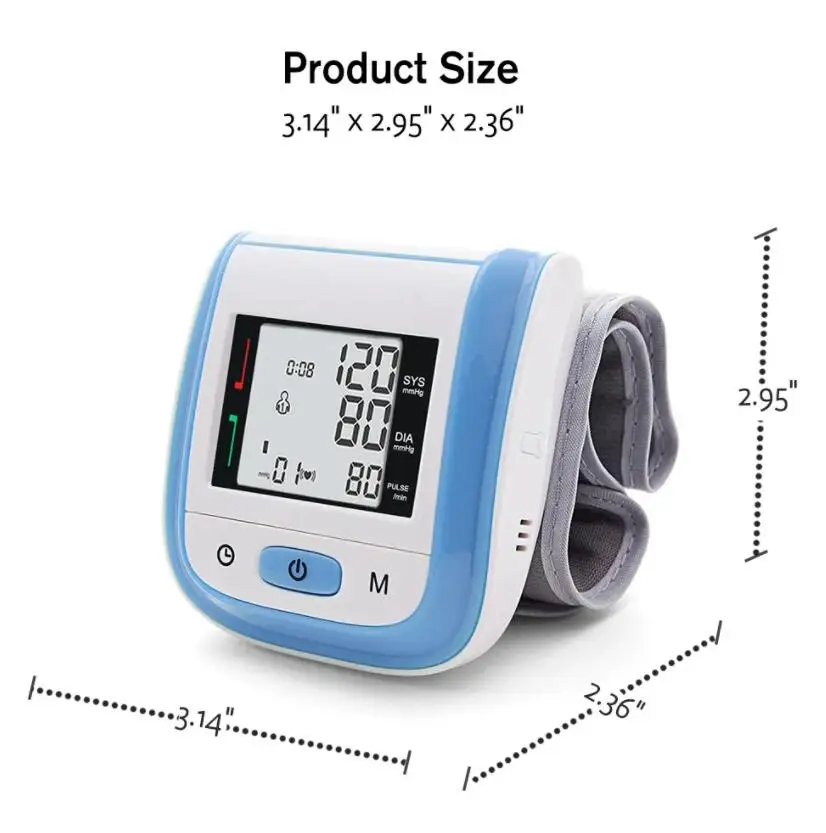 Fully Automatic Wrist Blood Pressure Monitor BP Cuff Monitoring Irregular Heart Rate Monitor Meter Sphygmomanometer For Home Use