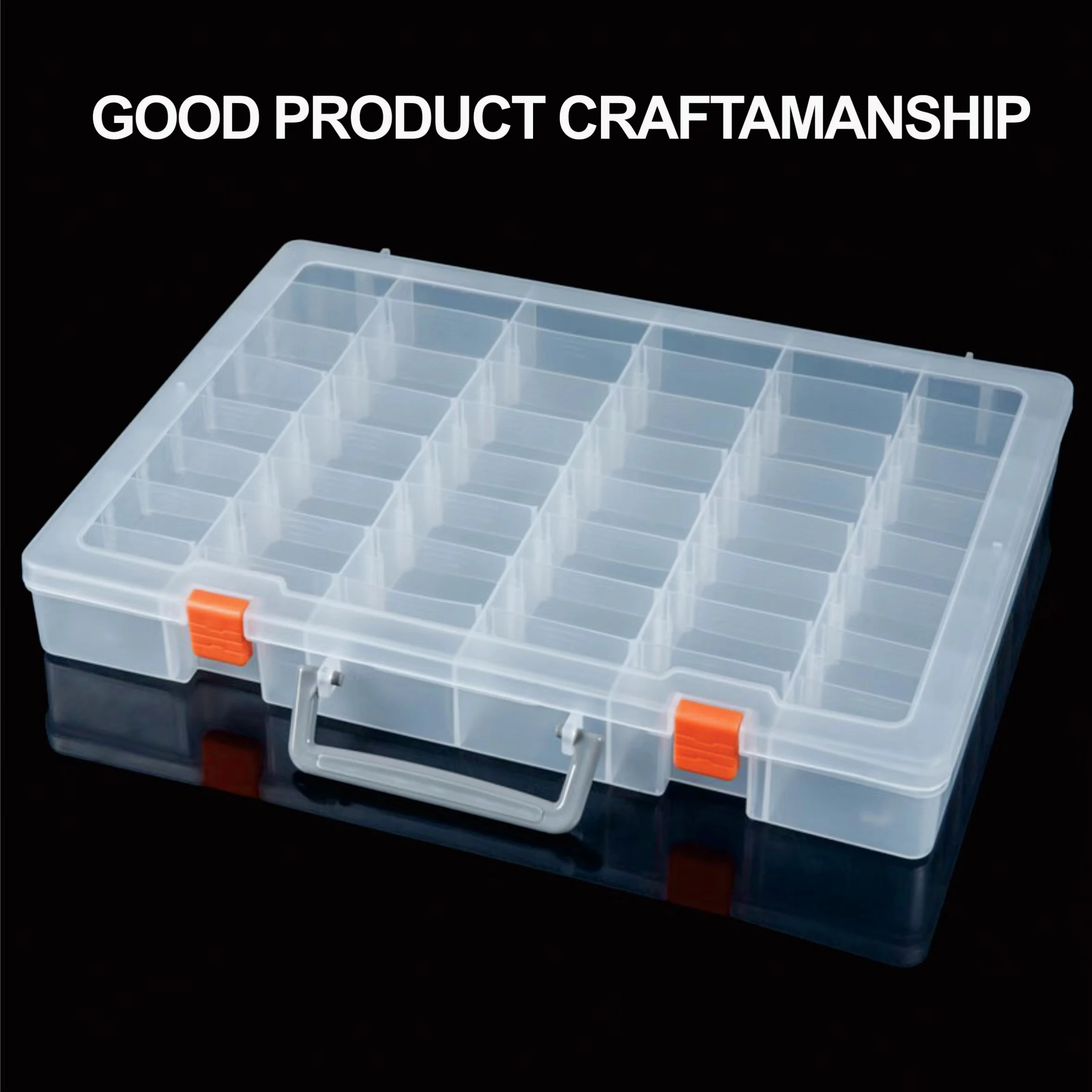 48 Compartment Clear Plastic Storage Box with Dividers,Adjustable Dividers Plastic Crafts Organizer,Small Parts Storage Box.