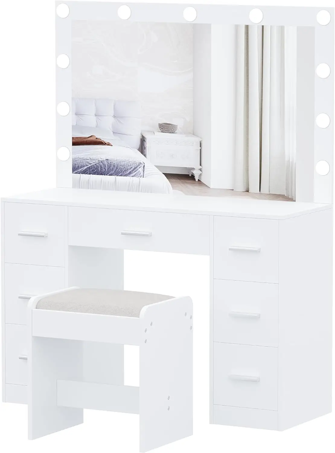 Modern 7 Drawers Led lights Makeup Table Vanity Desk Dressing Table for women, Girls