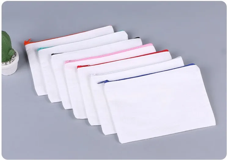 DIY Blank Fabric Blank Canvas Zipper Pouch Craft Pen Bag Multi-purpose Cosmetic Bag To Store Personal Belongings For Travel