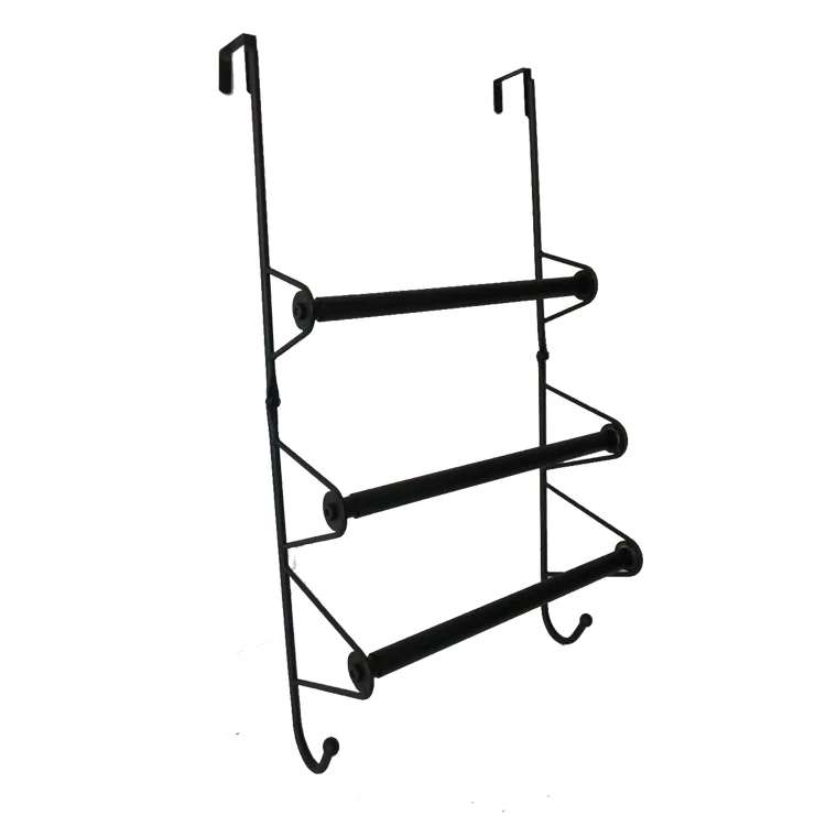 Free-Punch Bathroom Kitchen Metal Extendable Towel Rack with 3 Towel Rails Towel Metal Rails with Extendable Rail