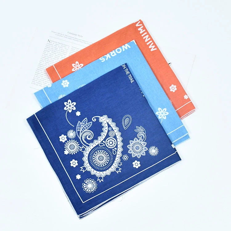Wholesale Outdoor Sports Hip Hop Dress Up Riding Magic Bandana Cashew Flower Custom Cotton Square Scarf