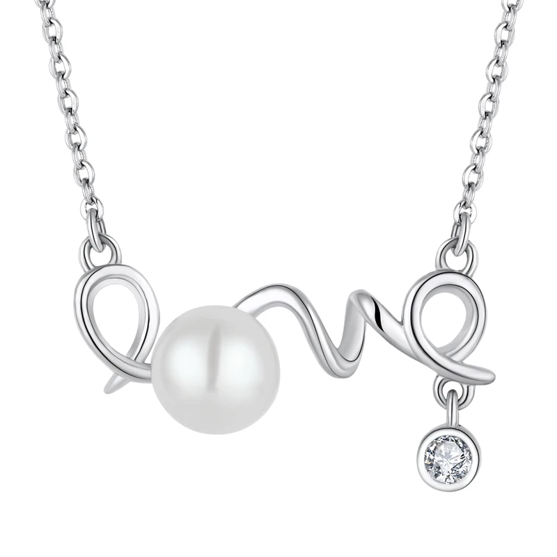 2022 Wholesale Custom Trendy Women Rhodium Plated 925 Sterling Silver Real Dainty Natural Pearl Necklace With Fresh Water Pearl
