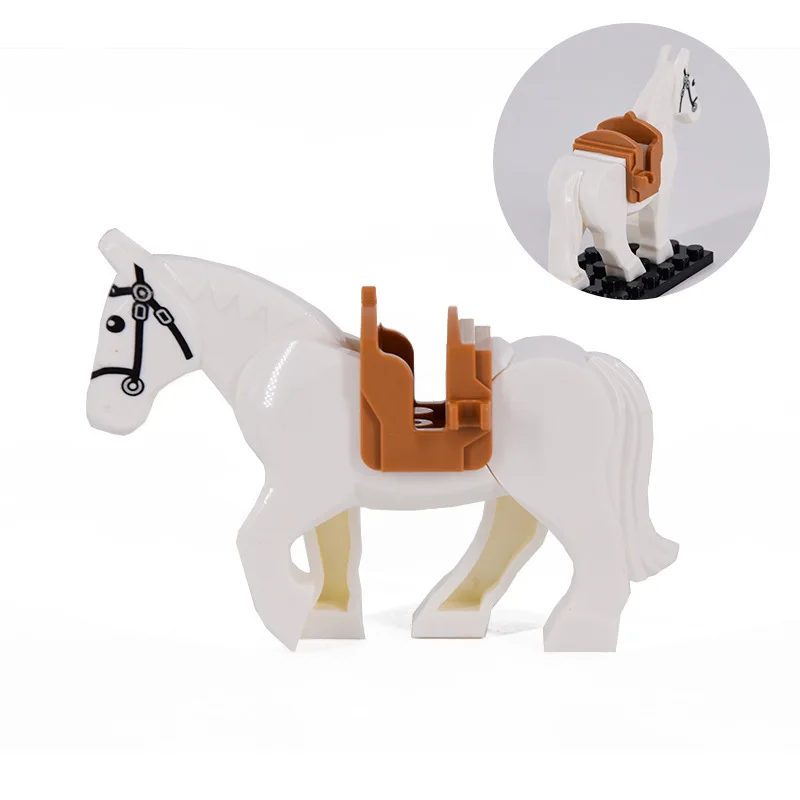 Medieval 4 Black+White+Brown Warhorse Blocks/Sold separately Saddle Mount+Horse Rope/Regular Saddle 3003 3004 3005 3006(PA01048)
