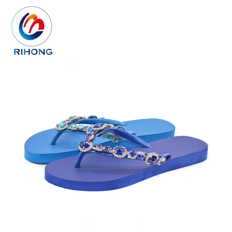 2024 new custom logo diamond thong eva flip flops summer beach slippers for women