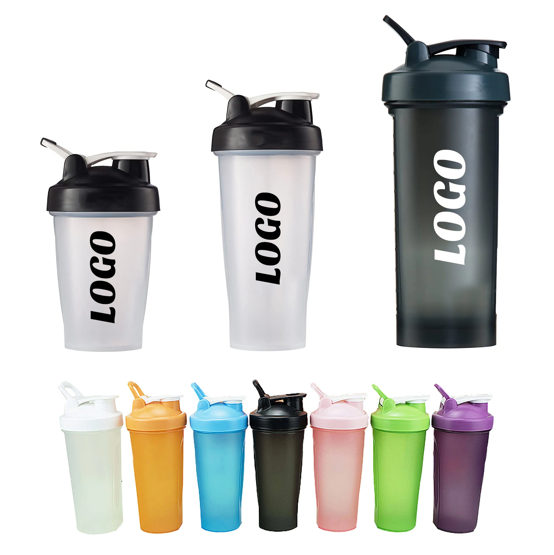 500ml Wholesale Custom Logo Sport Gym Drink Waterbottle Blender Protien Plastic Shake Protein Shaker Cup Water Bottles