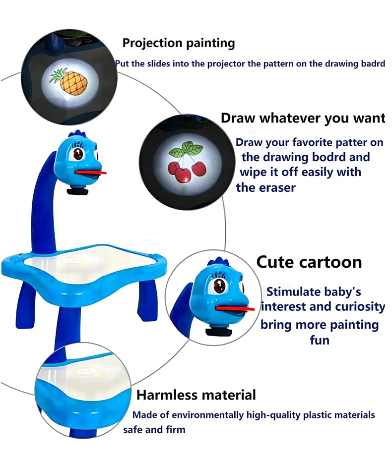 kids electricnic drawing Cartoon Dinosaur Electronic Magnetic Graffiti Drawing Table Learning Desk Toy Projection Drawing Board
