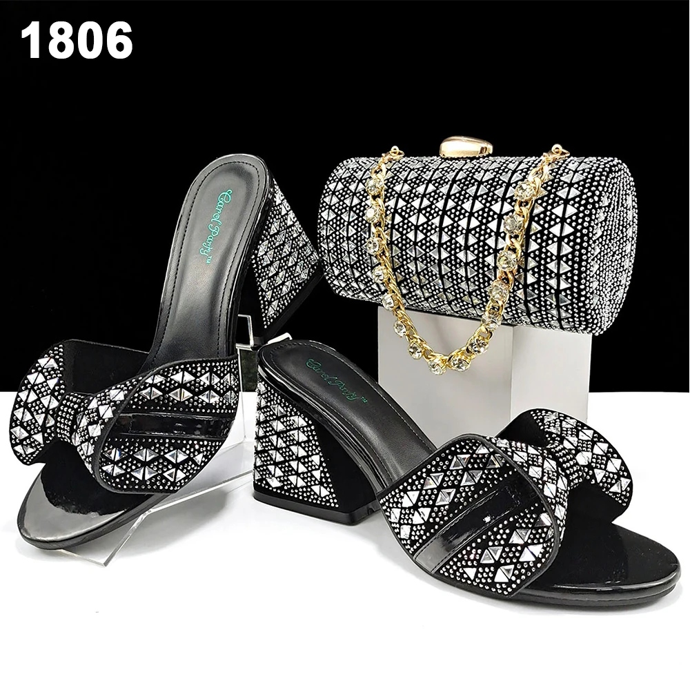 High Quality Shoes And Bag Set With Stones Women Party Evening Shoes And Bag