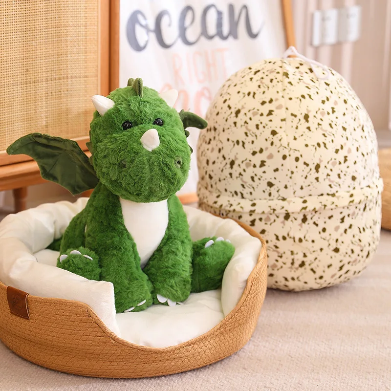 Cartoon Stuffed Green Dinosaur Plush Toys In Egg Shells Premium Quality Creative Soft Dino Dolls 2 in 1 Kids Boy Birthday GIfts