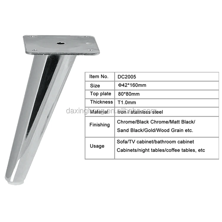 Customized Taper Metal Tube Furniture Leg for Bed Cabinet Feet Iron Sofa Legs