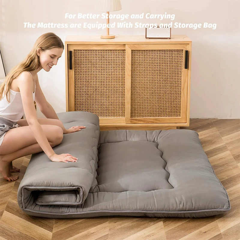 Manufacture customization hot selling camping travel japan futon tatami 2 portable folding brown color foam mattress topper