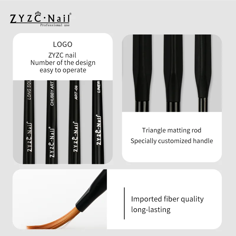UV gel liner drawing brush design set wholesale custom logo nail art acrylic size 12 manicure supply Beauty Painting Pen Tools