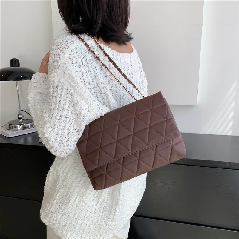 Trending Products 2023 New Arrivals Quilted High Capacity Leather Solid Color Design Bag Womens Tote Bags Purses and Handbags