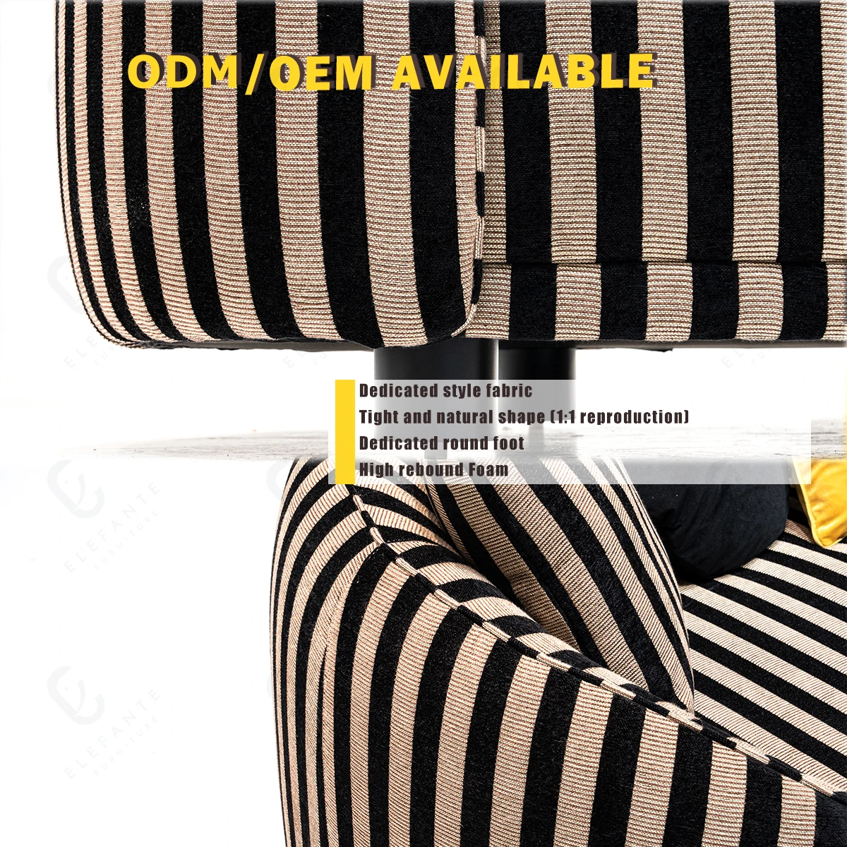 Modern Fabric Section Sofa Set Furniture Living Room Stripe Sofa