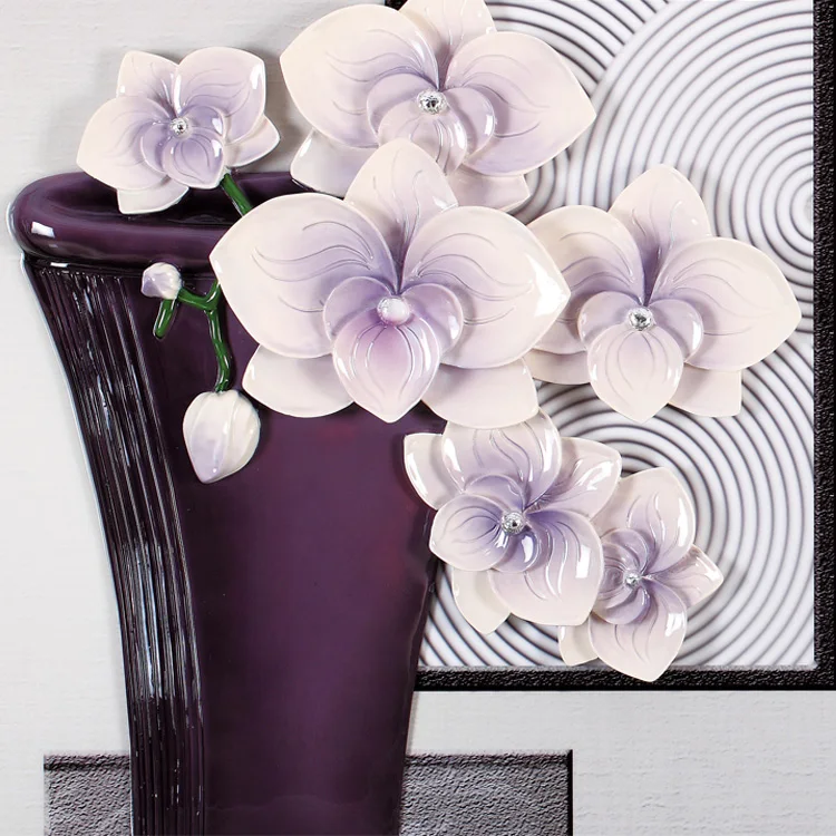 3 Panels 3D Relief Painting Resin Home Decor Wall Art