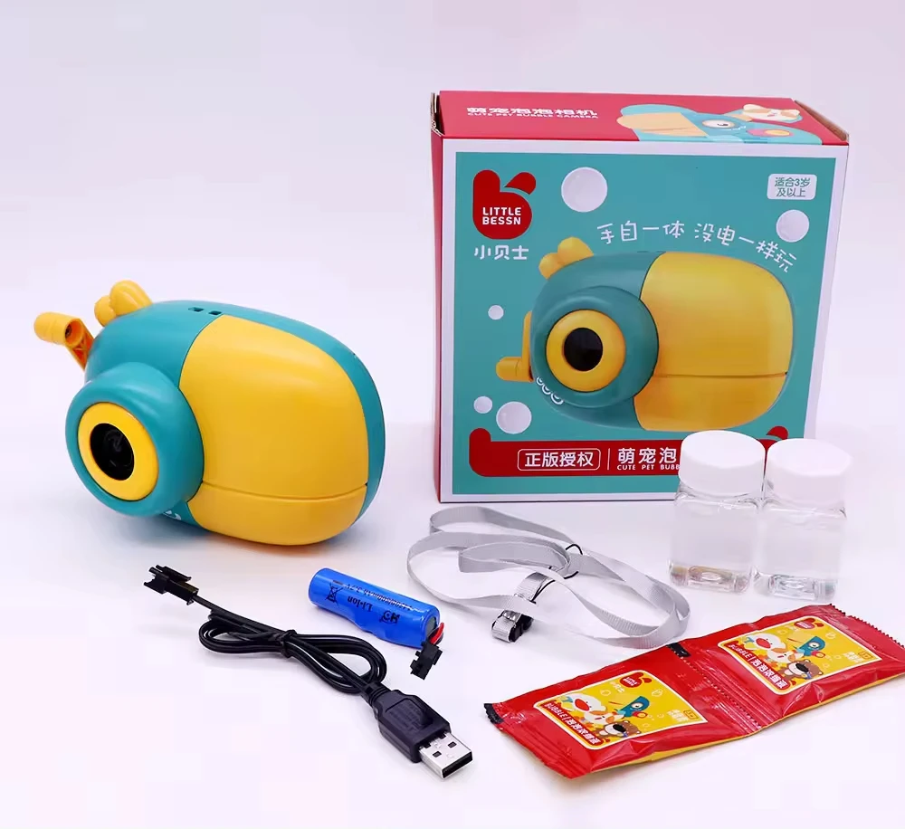 Leak-Proof Design Bubble Camera Toy Summer Outdoor Cartoon Parrot Shape Camera Bubble Toy For Kid Soap Toy With Light Music