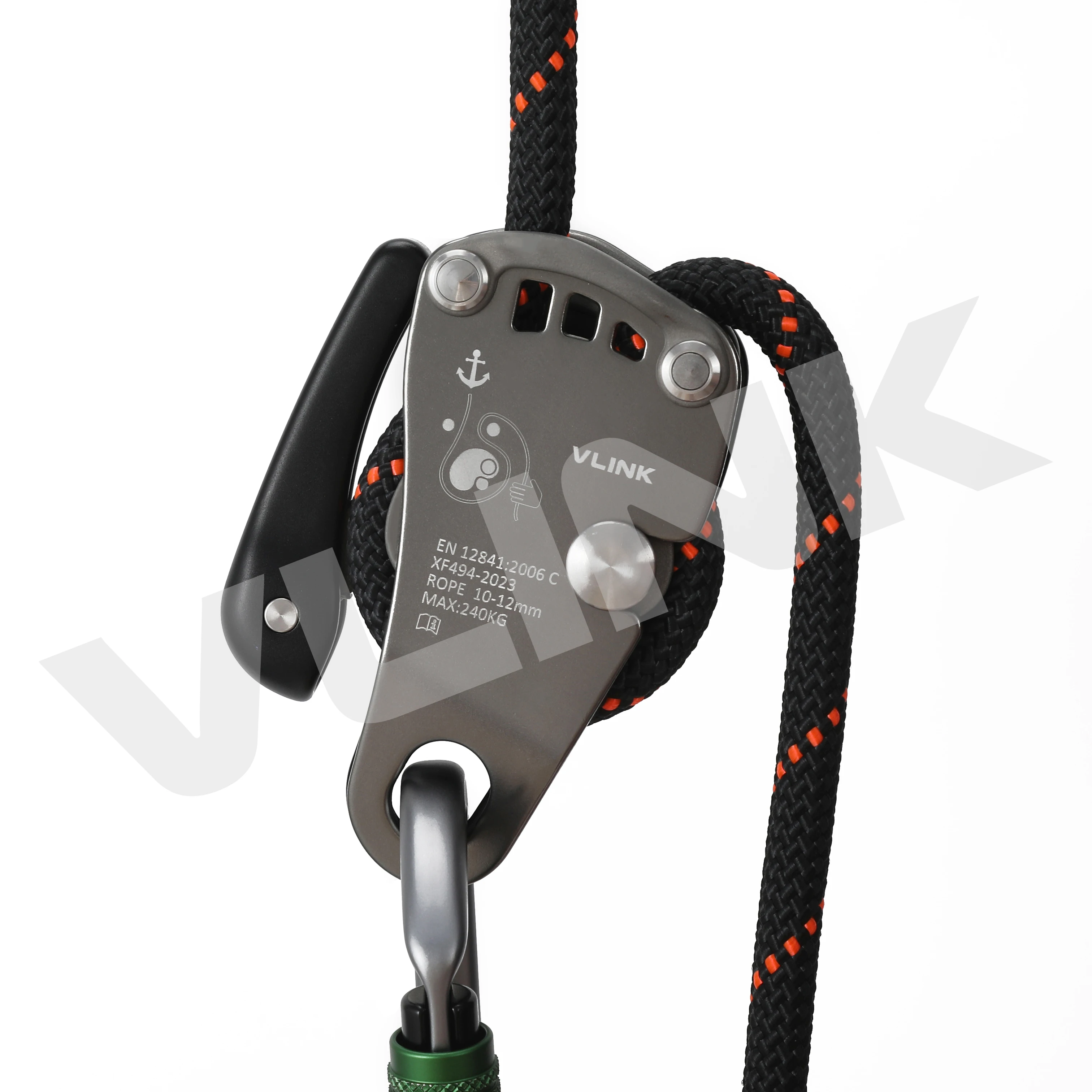 Climbing Descender Self-Braking Stop Climbing Rope Grab Stopper Peak Gear for Mountaineering