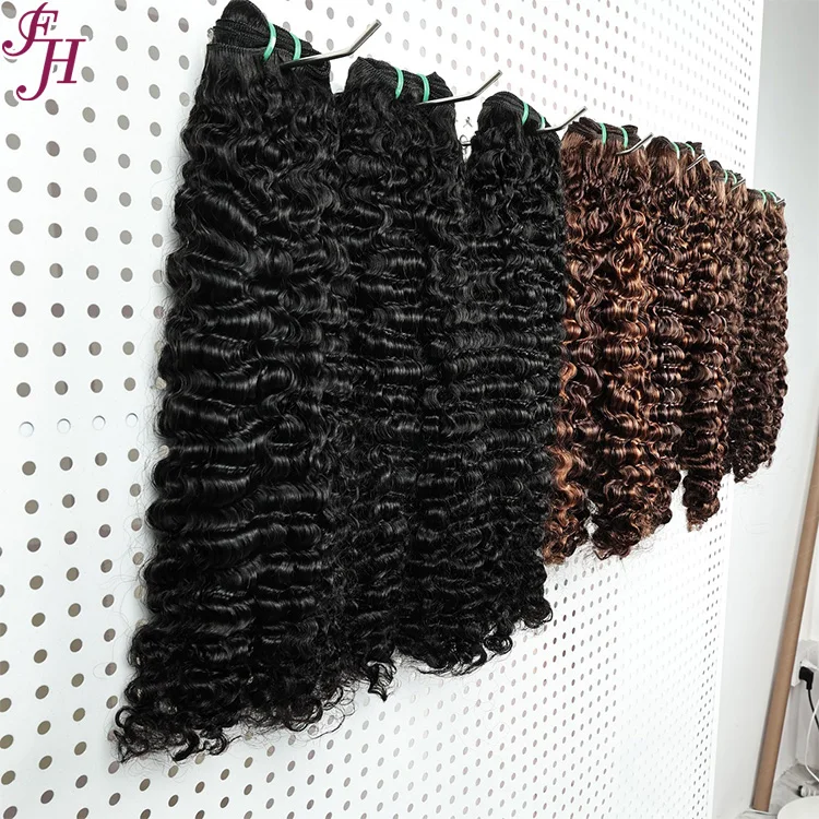FH  Raw Vietnamese Burmese Curly Hair Wavy Bundle Hair Vendors Vietnamese Cuticle Aligned Unprocessed Virgin  Human Hair Weave
