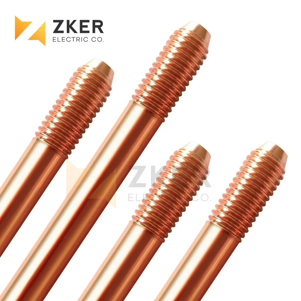 High Conductive Copper Clad Steel Earthing Rod,Two Ends Threaded Copper Grounding Rod
