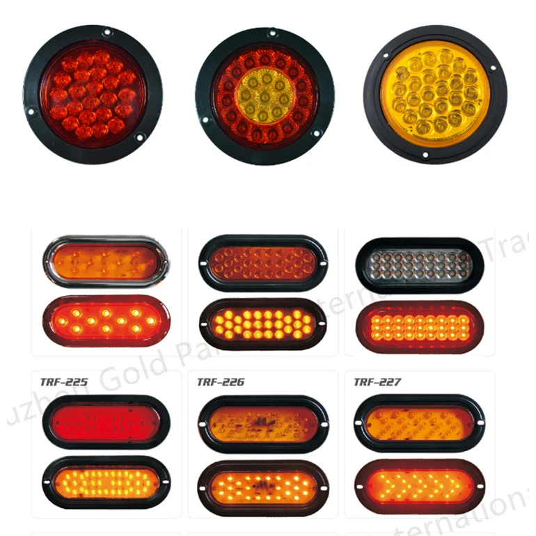Color Box 24 LED Round LED Light STOP/TURN/TAIL LED Truck Light Side Marker Lamps Led Taillight Universal 130MM